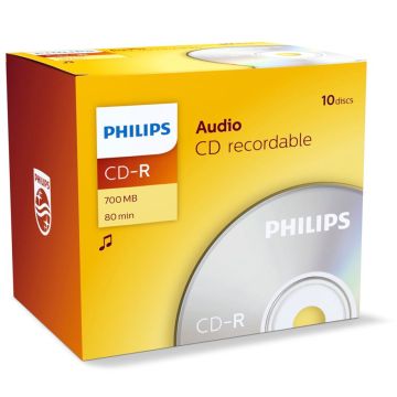 Philips CD-R 80 min Audio plastikāta vāciņi 10 gab.