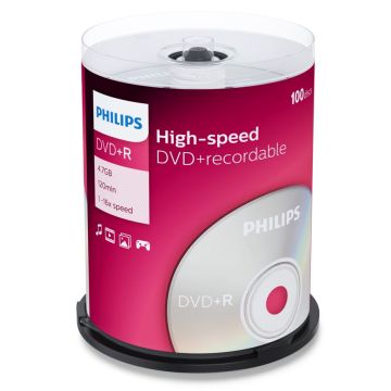 Philips DVD+R 4,7GB 16x spole 100 gab.