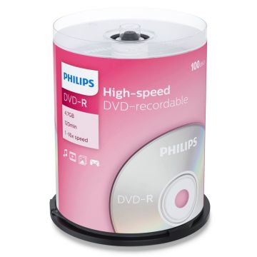 Philips DVD-R 4,7GB 16x spole 100 gab.