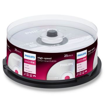 Philips DVD+RW 4,7GB 4x spole 25 gab.