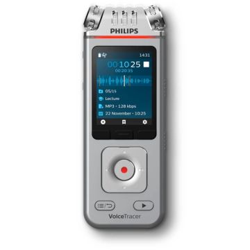 Philips DVT 4110 Diktofons, 8GB atmiņa + microSD atbalsts, MP3/WAV, trokšņu samazināšana