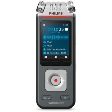 Philips DVT 7110 Diktofons, 8GB atmiņa + microSD atbalsts, MP3/WAV, trokšņu samazināšana