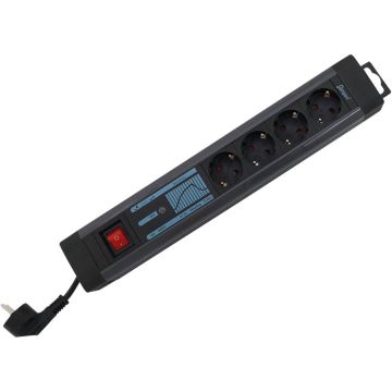 REV power strip 4-ligzdu KS ÜSS+NF SupraGuard ar slēdzi 2,5m