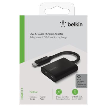 Belkin RockStar Connect USB-C audio + lādēšanas adapteris, melns