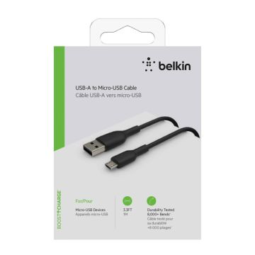 Belkin Micro-USB/USB-A kabelis 1m PVC, melns