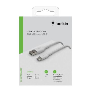 Belkin USB-C/USB-A kabelis 2m pīts, balts