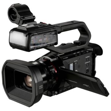 Panasonic HC-X2000E Profesionālā Videokamera, 4K 60p, 25x optiskā tālummaiņa, 1.0" MOS sensors, 3.5 collu LCD ekrāns, XLR audio ieejas, SD/SDHC/SDXC karte, melns