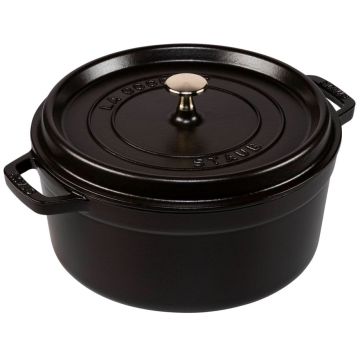 Staub Apaļā Cocotte, 26cm, čuguns, melns