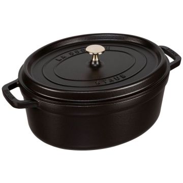 Staub Ovālā Cocotte, 31cm, čuguns, melns