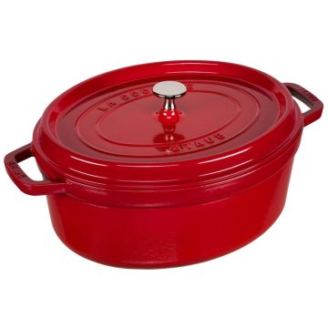 Staub Ovālā Cocotte, 31cm, čuguns, ķiršu sarkans