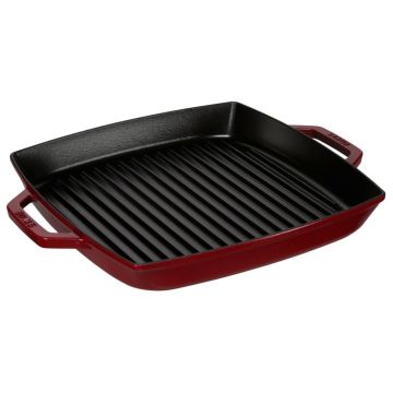 Staub Kvadrātveida Grila Panna, 33cm, čuguns, ķiršu sarkans, indukcijai