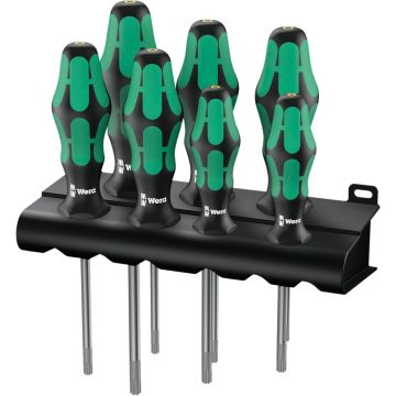 Wera 367/7 TORX HF Kraftform Plus skrūvgriežu komplekts ar turētāju.