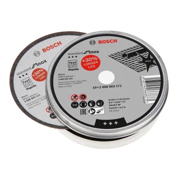 Bosch Griešanas disks taisns nerūsējošam tēraudam Rapido kārbā 10x125,1mm