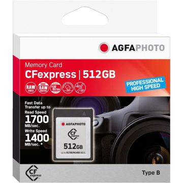 AgfaPhoto CFexpress 512GB R1700 W1400 Profesionāla Ātrdarbīga Atmiņas Karte