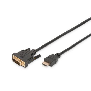 Digitus HDMI adaptera kabelis no A tipa uz DVI(18+1), 2m, melns