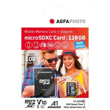 AgfaPhoto MicroSDXC UHS-I 128GB Ātrdarbīga Class 10 U1 V10 Atmiņas Karte