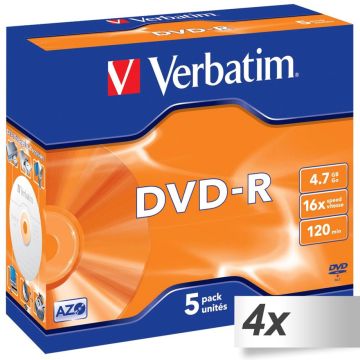 4x5 Verbatim DVD-R 4,7GB 16x Speed, Jewel Case