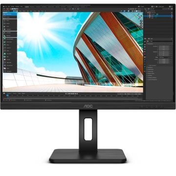 AOC 24P2Q Ofisa monitors, 23.8 collas, Full HD 1920x1080 izšķirtspēja, 75Hz, IPS panelis, melns