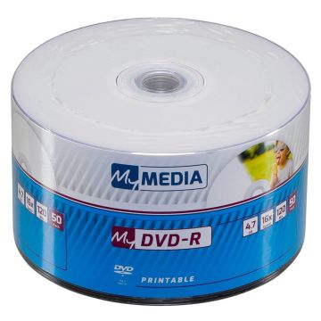 MyMedia DVD-R 4,7GB 16x ātrumu apdrukājams iepakojumā 50 gab.