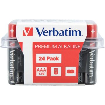 Verbatim Alkaline AAA LR03 baterijas PVC kastē 24 gab.