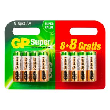 GP Super Alkaline AA Mignon LR06 SUPER VALUE Blister 8+8 gab.