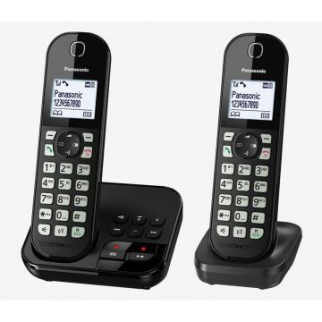 Panasonic KX-TGC462GB DECT Bezvadu Tālrunis ar 2 Klausulēm, Melns