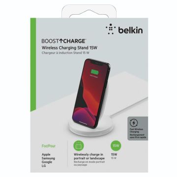 Belkin BOOST Charge Bezvadu lādēšanas statīvs 15W, Balts