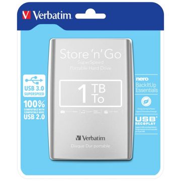 Verbatim Store n Go Portable 1000GB USB 3.0 sudrabs (53071)