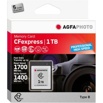 AgfaPhoto CFexpress 1TB R1700 W1400 Profesionāla Ātrdarbīga Atmiņas Karte