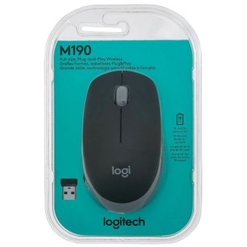 Logitech M190 Bezvadu pele, optiskā, pelēka