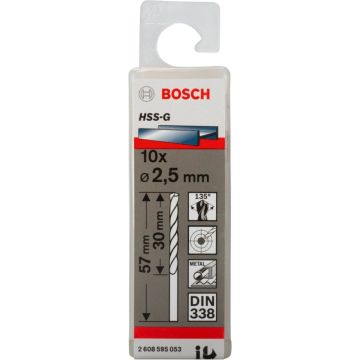 Bosch 10 Metāla urbji HSS-G 2,5x30x57mm Komplekts