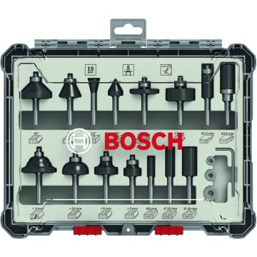 Bosch 15 gab. Koka frēzēšanas uzgaļu komplekts 6mm kātam