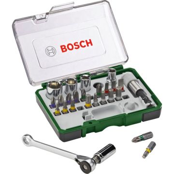 Bosch Prom 27 deva. skrūvgriežu uzgaļu un sprūdrata komplekts