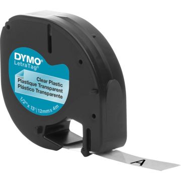 Dymo Letratag lente plastmasa caurspīdīga 12mm x 4m