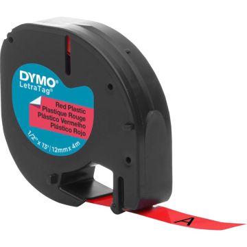 Dymo Letratag lente plastmasa sarkana 12mm x 4m