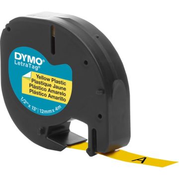 Dymo Letratag lente plastmasa dzeltena 12mm x 4m