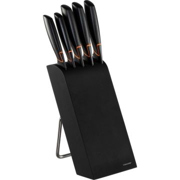 Fiskars Edge virtuves nažu komplekts Black Stone, 5 naži, melns