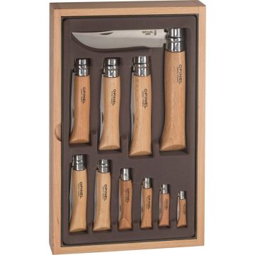 Opinel Collector Set Koka kastīte 10 gab. kabatas naži