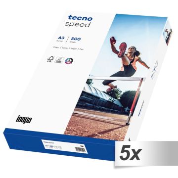 5x 500 Sheets tecno speed A3 Universal Paper 80 g white