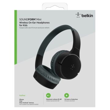 Belkin Soundform Mini Bērnu Austiņas, Pāri Ausīm, Bezvadu Bluetooth, Melnas