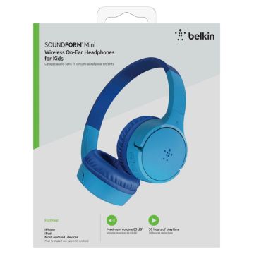 Belkin Soundform Mini Bērnu Austiņas, Pāri Ausīm, Bezvadu Bluetooth, Zilas