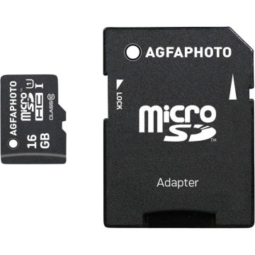 AgfaPhoto MicroSDHC UHS-I 16GB Ātrdarbīga Class 10 U1 + Adapteris