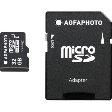 AgfaPhoto MicroSDHC UHS-I 32GB Ātrdarbīga Class 10 U1 + Adapteris