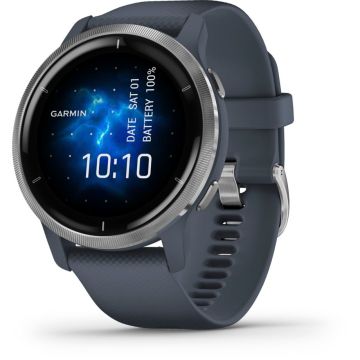 Garmin Venu 2 viedpulkstenis, 45mm, Zils/Sudrabs, AMOLED, 11 dienu akumulators