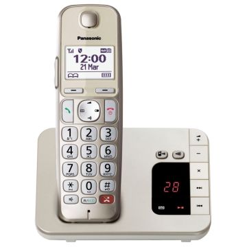 Panasonic KX-TGE260GN DECT Bezvadu Tālrunis ar 1 Klausuli, autoatbildētāju, Šampanieša Krāsas