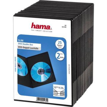 Hama plānās dubultās DVD kastītes 25 gab., melns 51185