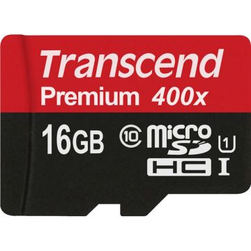 Transcend microSDHC 16GB Class 10 UHS-I 400x + SD Adapter