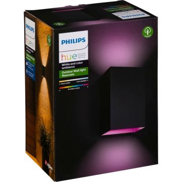 Philips Hue Resonate baltās krāsas LED sienas lampa melna