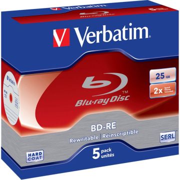 Verbatim BD-RE Blu-Ray 25GB 2x ātrumu, plastikāta vāciņi 5 gab.