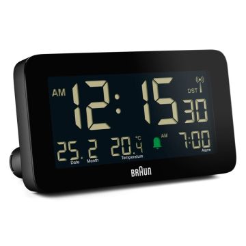 Braun BC10 DCF-B melns modinātājpulkstenis ar radio